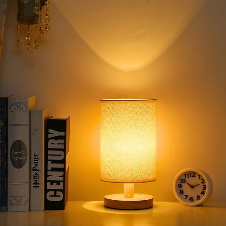 Table Lamp with Cylindrical Lampshade - Japandi Style