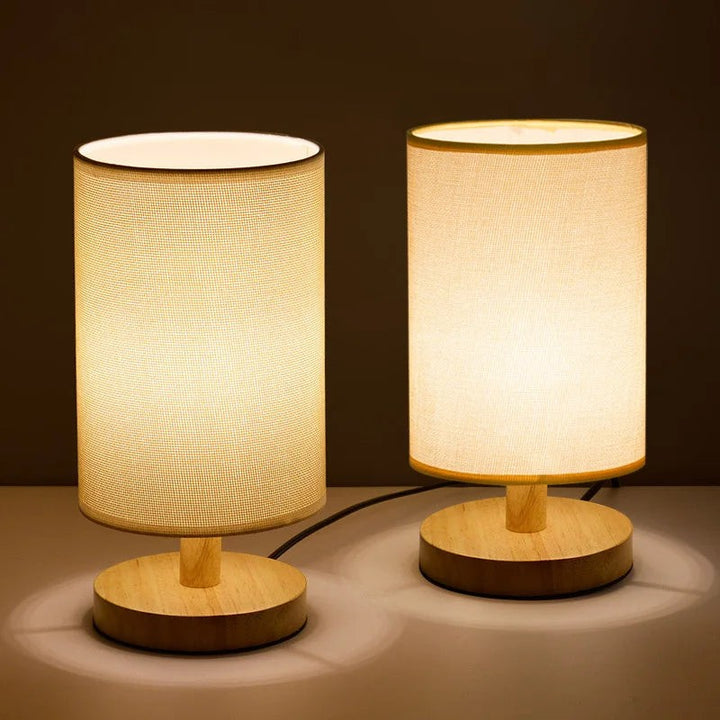 Table Lamp with Cylindrical Lampshade - Japandi Style