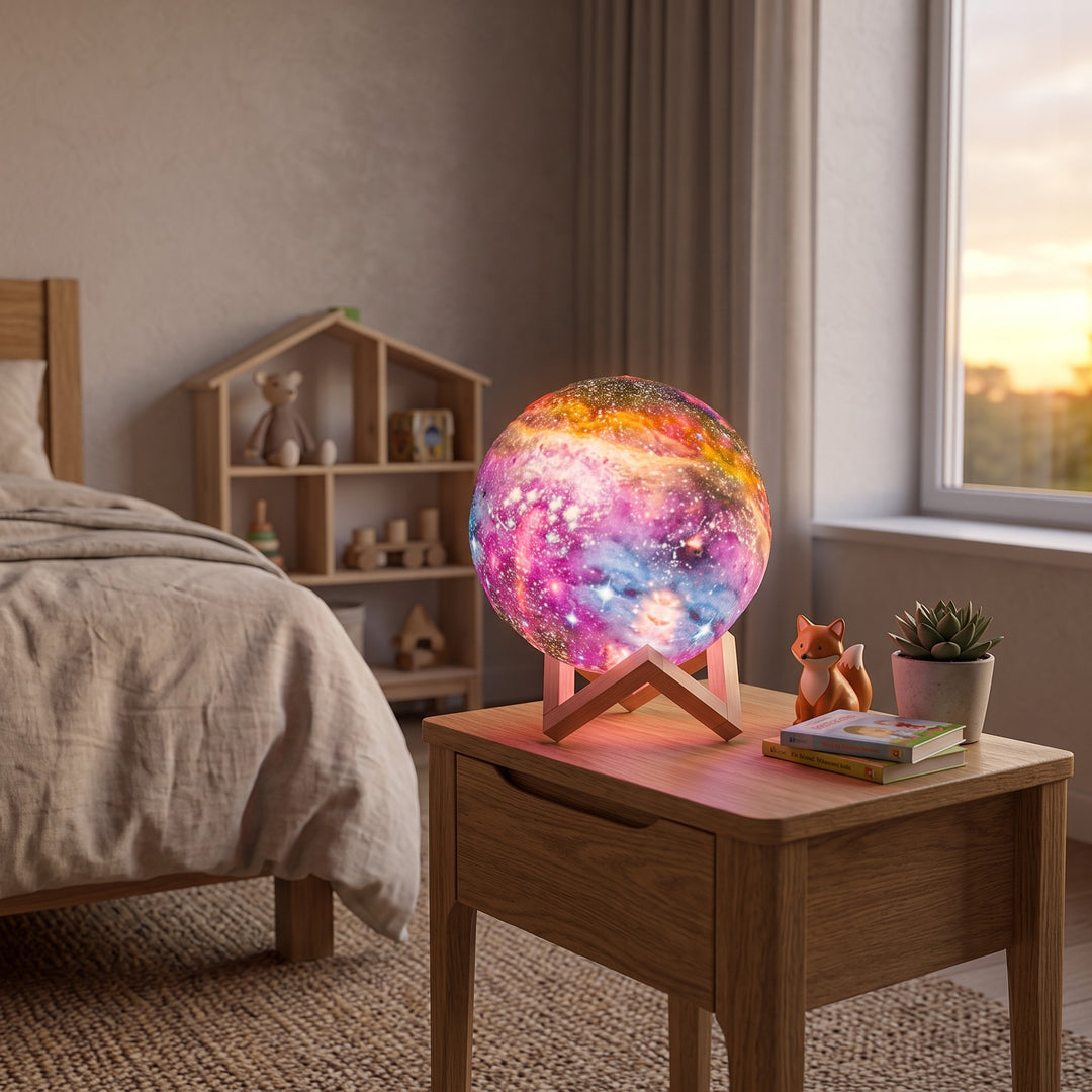 Table Mounted Globe Lamp - Galaxy Print Sphere Night Light