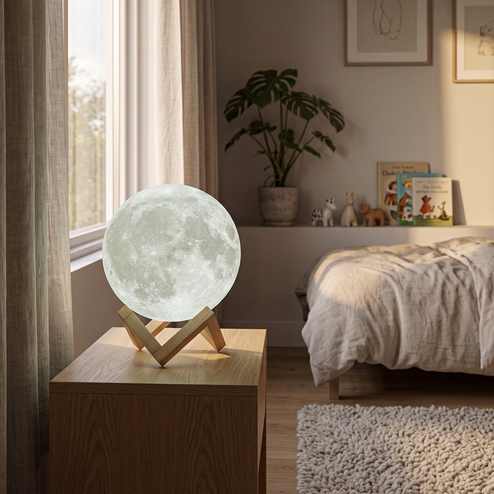 Table Mounted Moon Lamp - Spherical Lunar Print Night Light