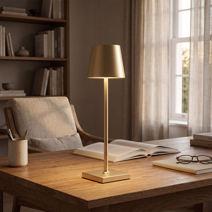 Tapered Shade Table Lamp styled in a home interior
