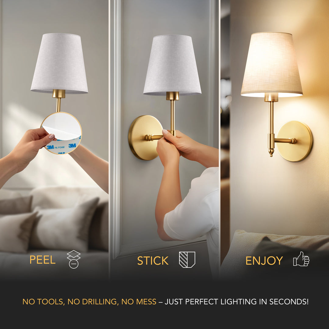 Tapered Shade Wall Sconce | Classic Wireless Stick-On Wall Lights