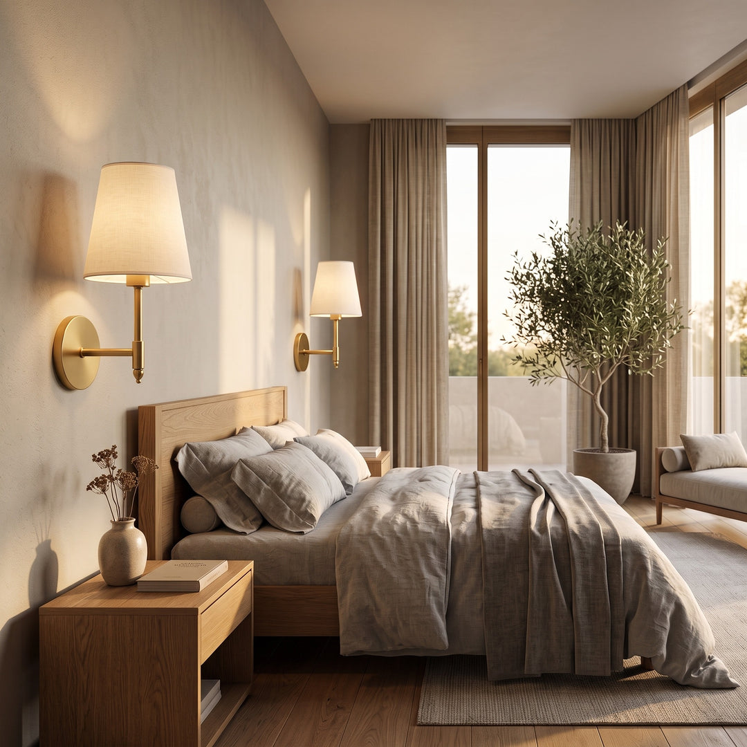 Tapered Shade Wall Sconce styled in a home interior