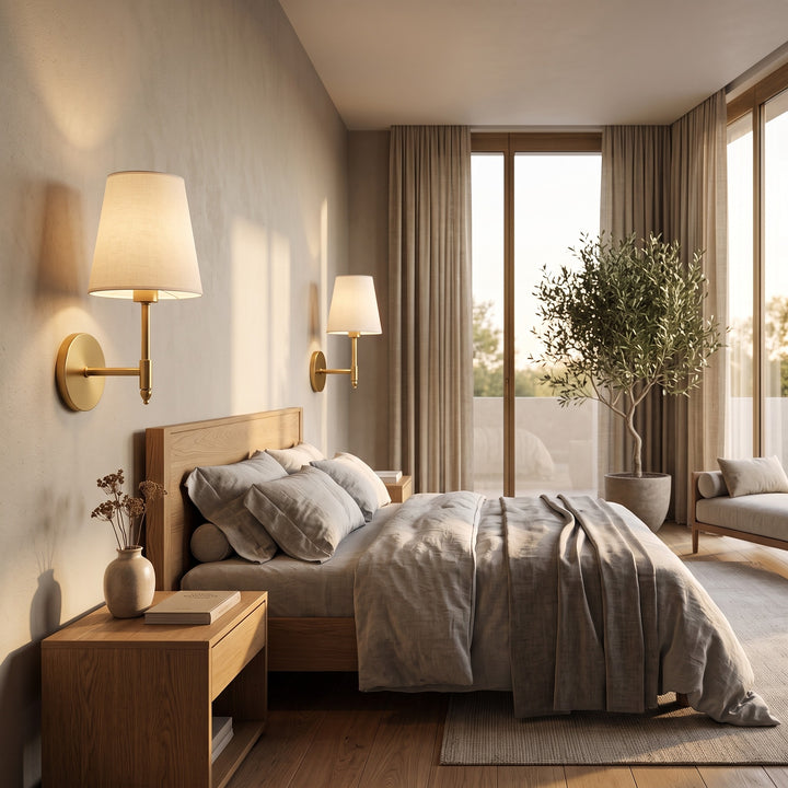 Tapered Shade Wall Sconce styled in a home interior