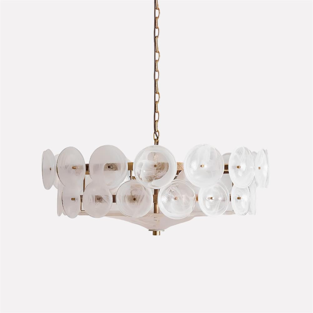 Textured Glass Disc Chandelier | Retro Statement Pendant Chandelier