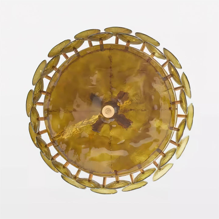 Textured Glass Disc Chandelier | Retro Statement Pendant Chandelier