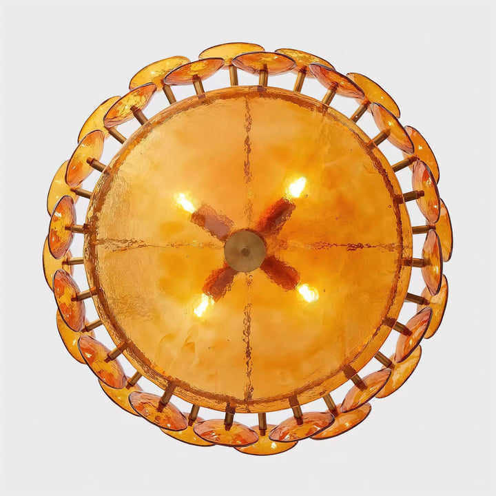 Textured Glass Disc Chandelier | Retro Statement Pendant Chandelier