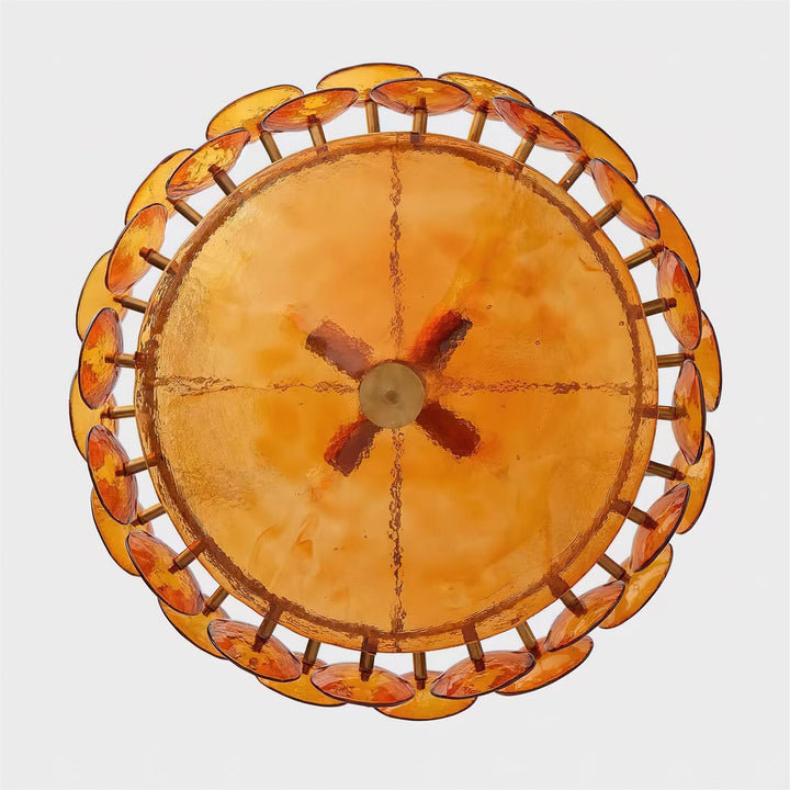 Textured Glass Disc Chandelier | Retro Statement Pendant Chandelier