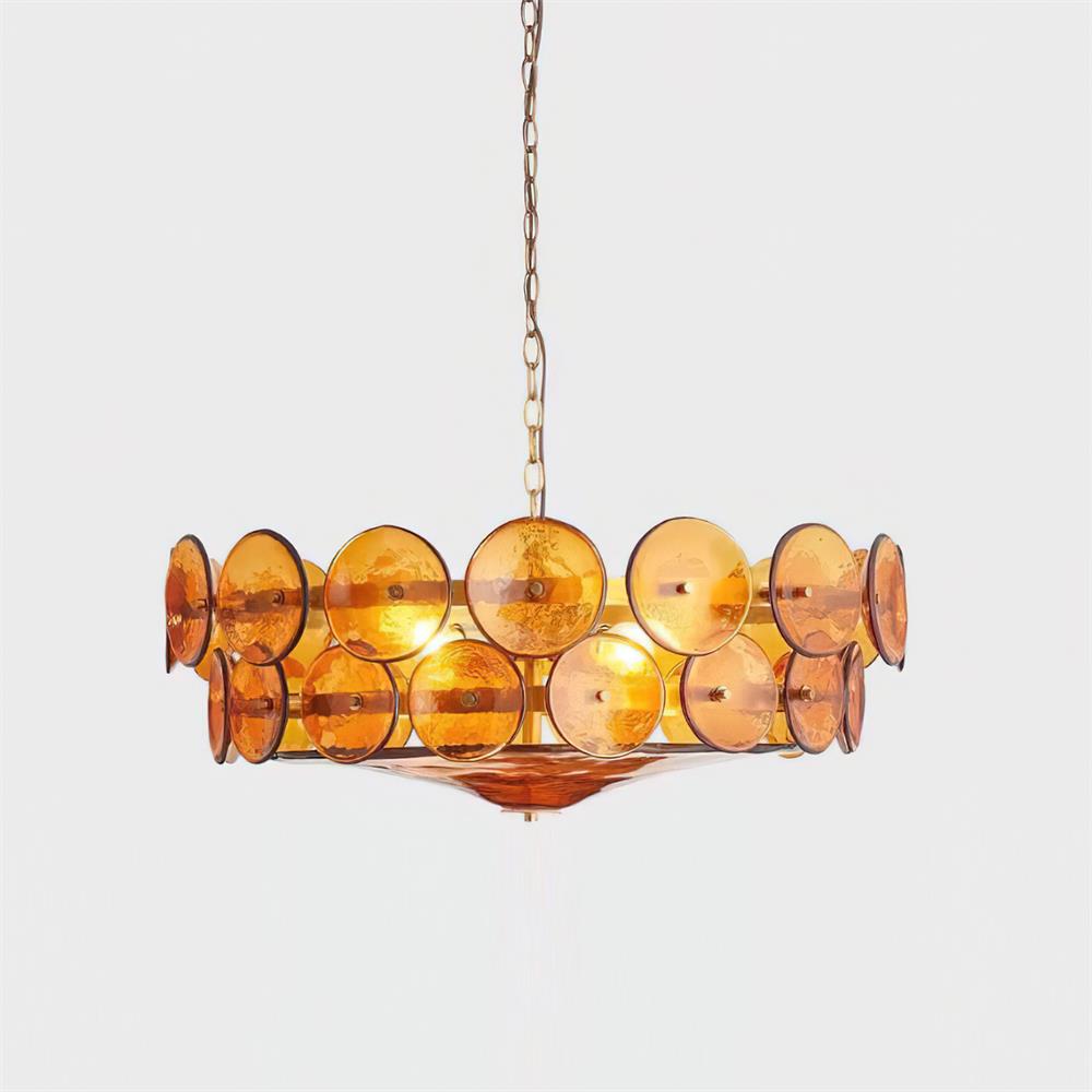 Textured Glass Disc Chandelier | Retro Statement Pendant Chandelier