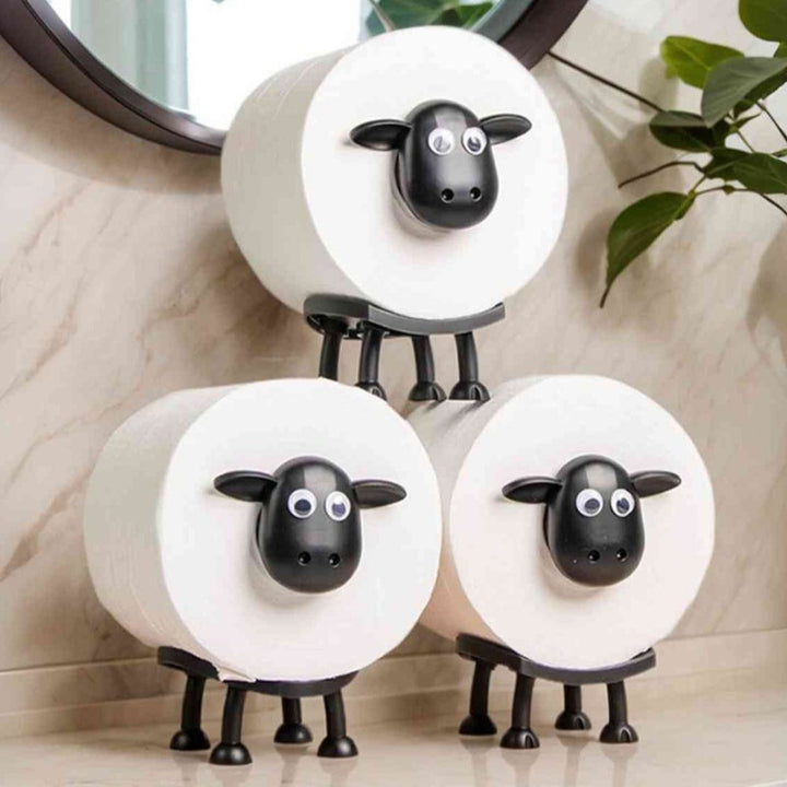 Toilet Roll Holder Sheep Figurine - Free-Standing