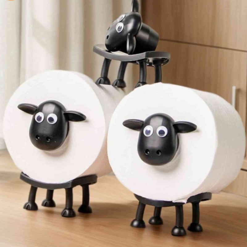 Toilet Roll Holder Sheep Figurine - Free-Standing