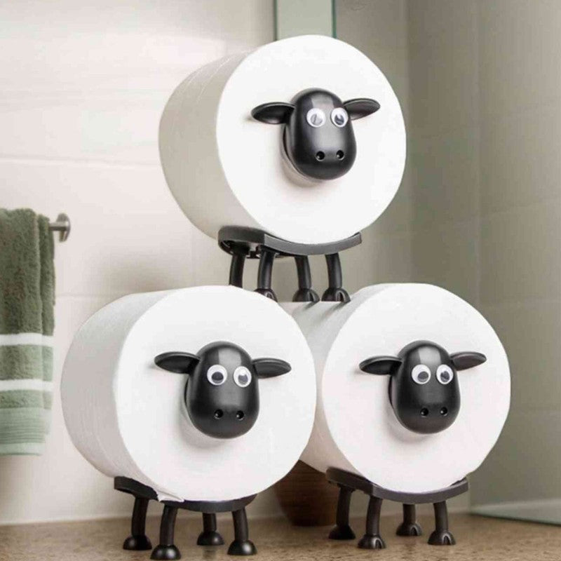 Toilet Roll Holder Sheep Figurine - Free-Standing