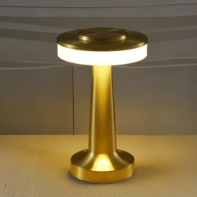 Portable Table Lamp - Round Disc Top with Illuminated Band