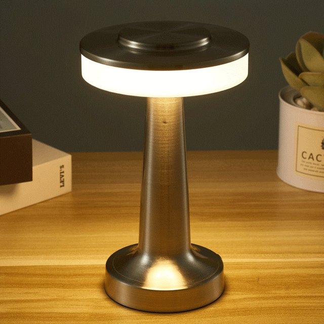 Portable Table Lamp - Round Disc Top with Illuminated Band