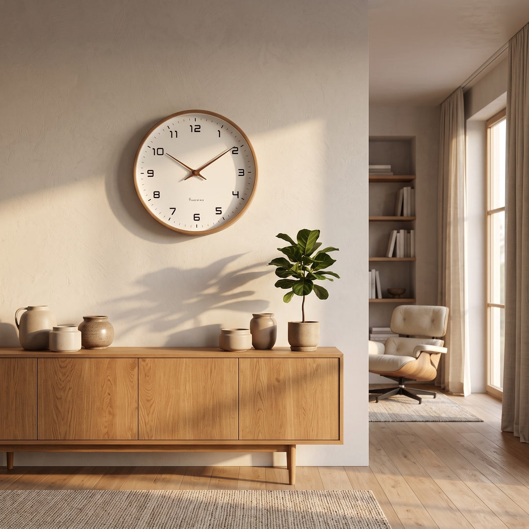 Wall Clock - Round Analog Clock with Arabic Numerals