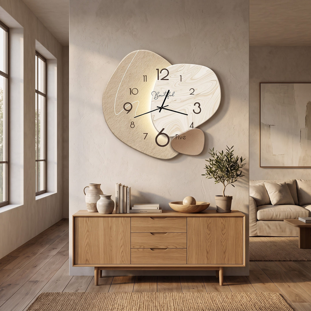 Wall Clock with Silent Mechanism - Organic Pebble