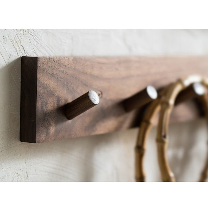 Wall Hook Rack - Minimalist with Integrated Wooden Hooks