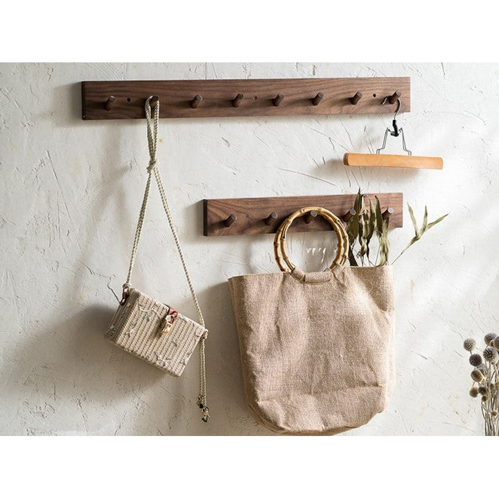 Wall Hook Rack - Minimalist with Integrated Wooden Hooks