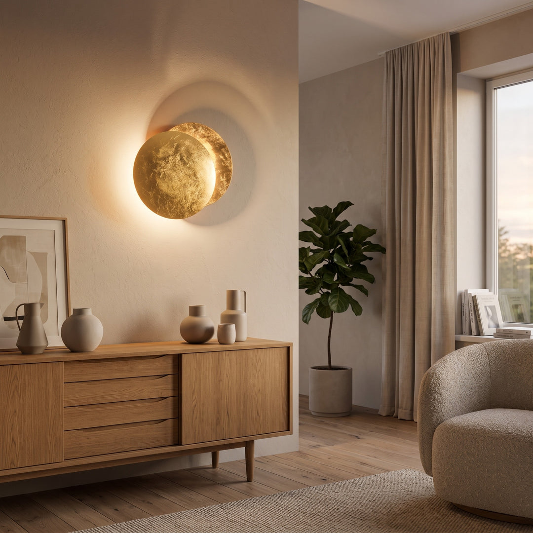 Wall Lamp - Round Moon with Overlapping Discs