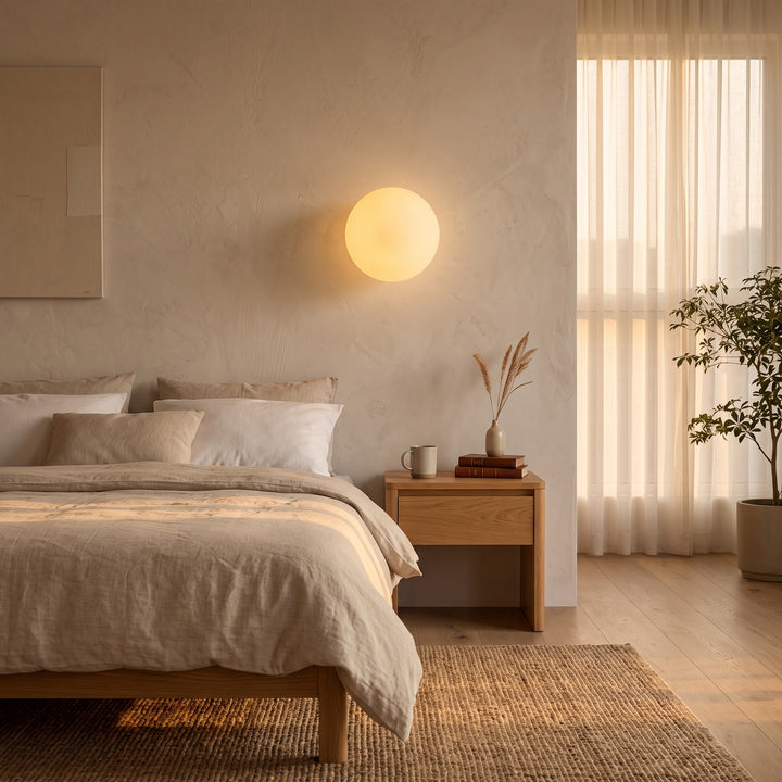 Wall Lamp with Spherical Frosted Glass Shade
