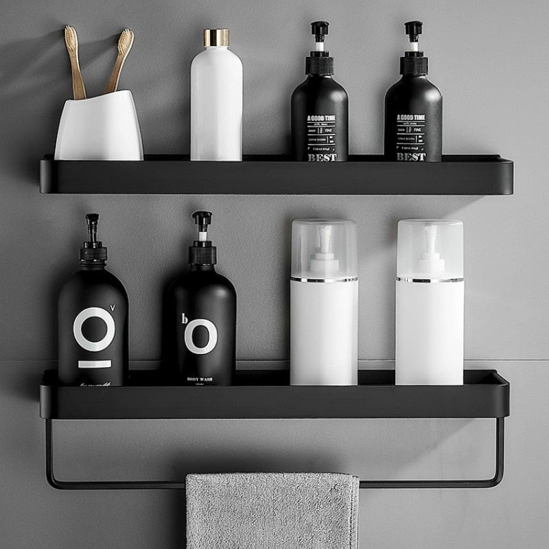 Wall-mounted Bathroom Shelf with Towel Bar
