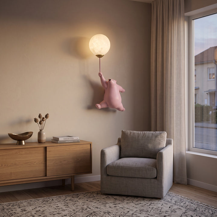 Wall Mounted Bear Lamp Balloon Globe Shade