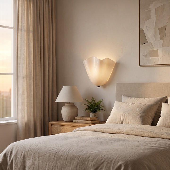 Wall Mounted Sconce Lamp - Draped Shade with Wavy Rim