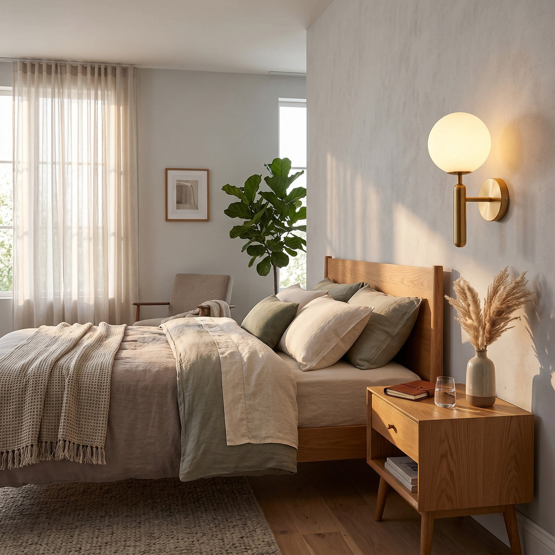 Wall Mounted Sconce Lamp - Globe Shade on Stem