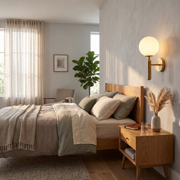 Wall Mounted Sconce Lamp - Globe Shade on Stem