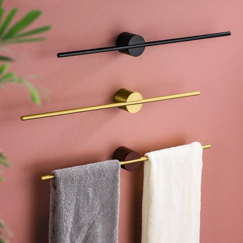 Wall-Mounted Towel Bar - Horizontal Mounting Bar with Round Base
