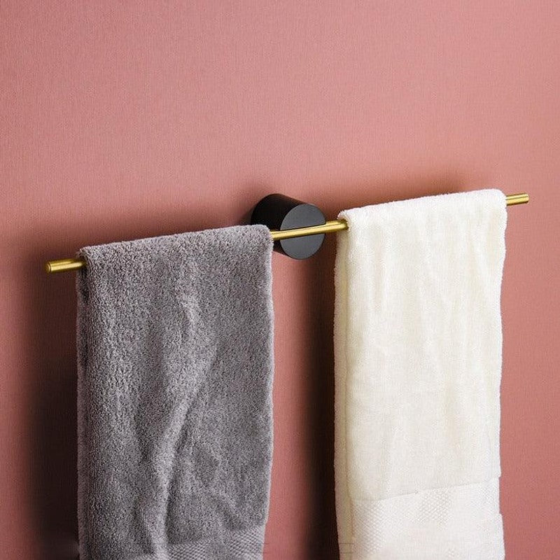 Wall-Mounted Towel Bar - Horizontal Mounting Bar with Round Base