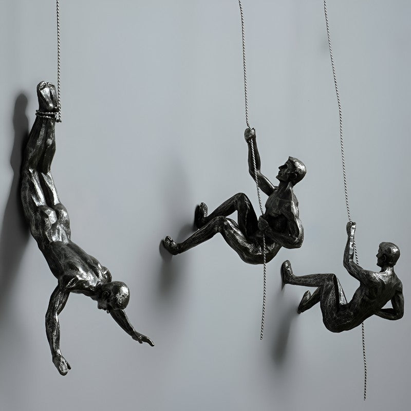 Wall Sculpture Set - Climbing Man Figurines