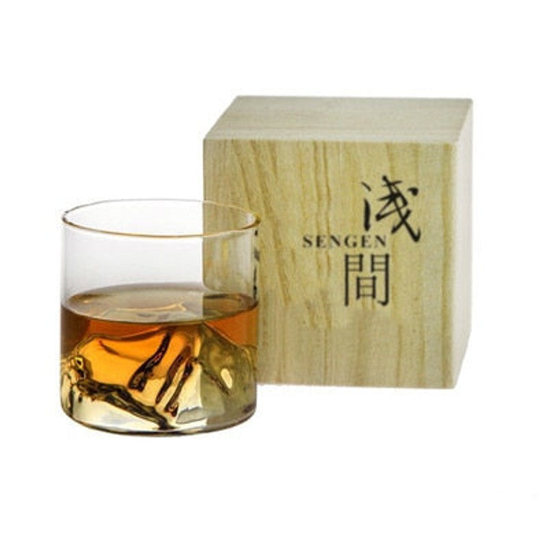 Whiskey Glass Gift Set - Japanese Minimalist with Mountain Relief