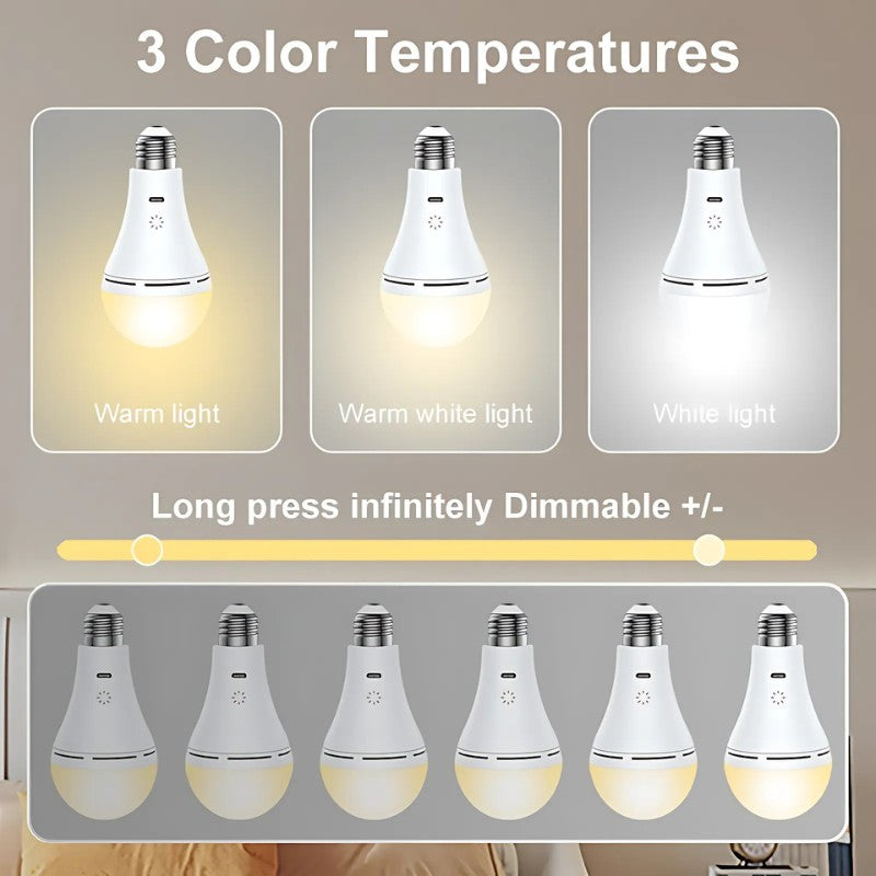 Wireless USB Rechargeable LED Light Bulb - Remote and Touch Control