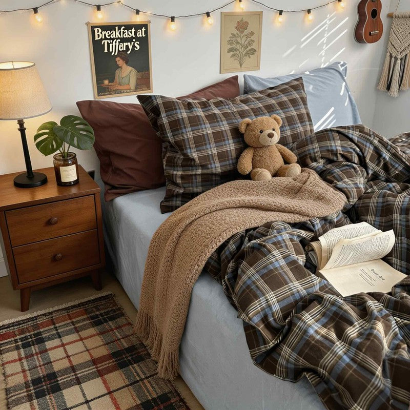 Women's Plaid Bedding Set - Rustic Checkered Pattern