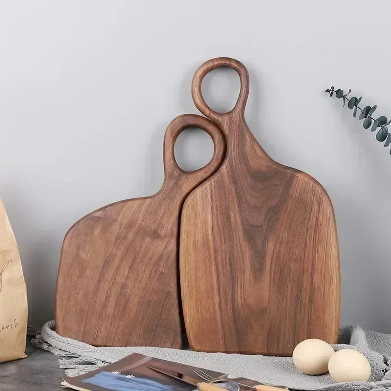 Wooden Cutting Board with Handle - Medium to Dark Brown