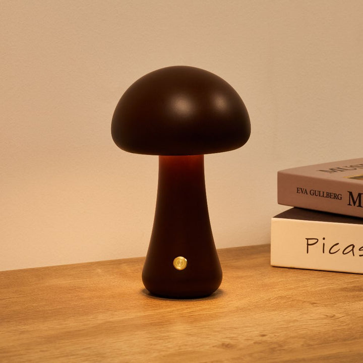 Wooden Mushroom Lamp | Cordless Rechargeable Bedside Lamp