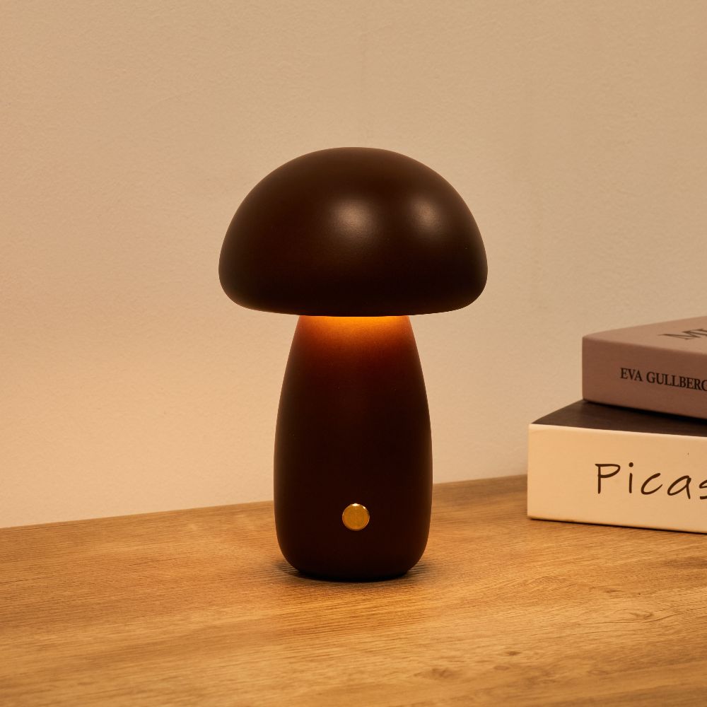 Wooden Mushroom Lamp | Cordless Rechargeable Bedside Lamp