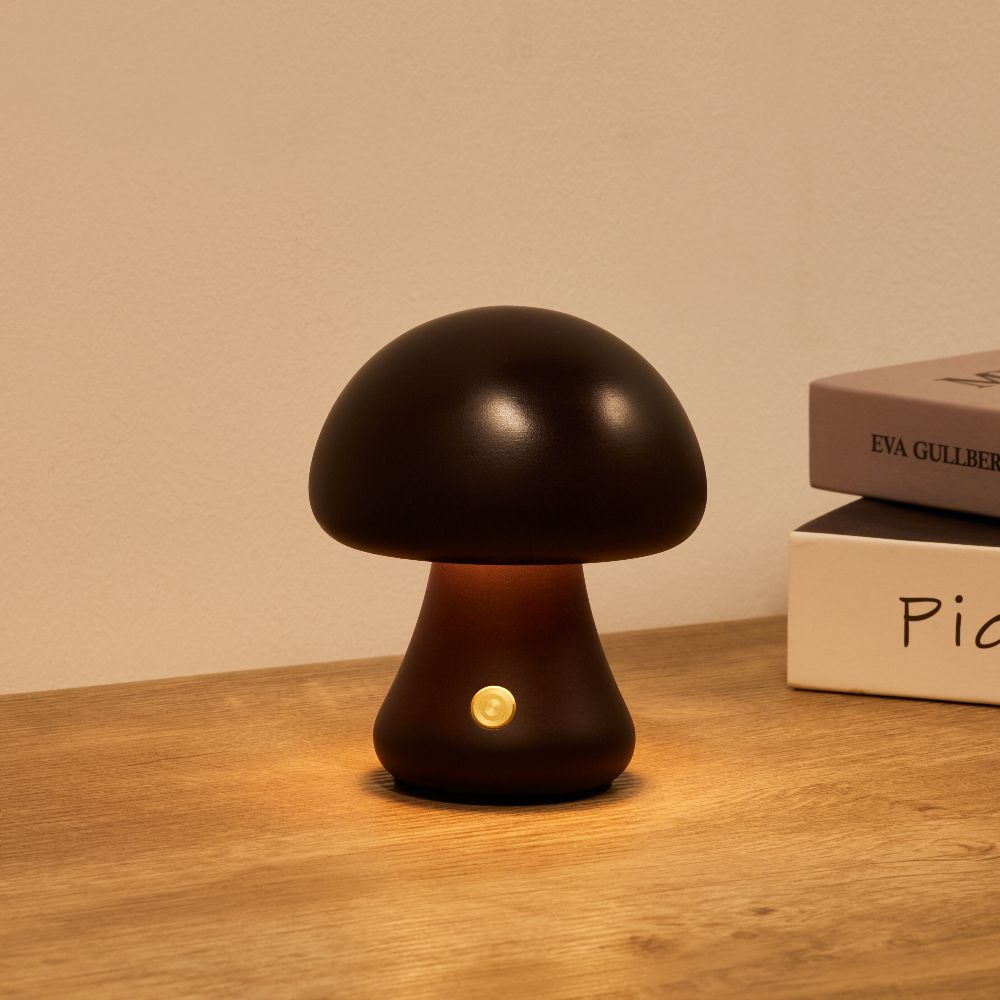 Wooden Mushroom Lamp | Cordless Rechargeable Bedside Lamp