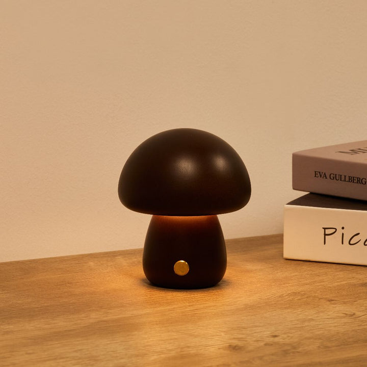 Wooden Mushroom Lamp | Cordless Rechargeable Bedside Lamp