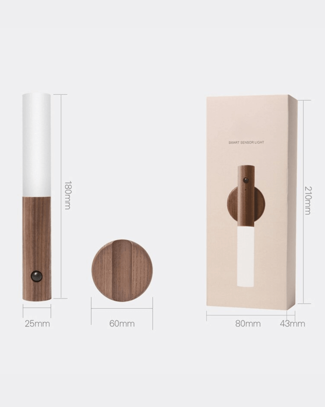 Wooden Rechargeable Wall Light | Cordless Motion Sensor Wall Sconce