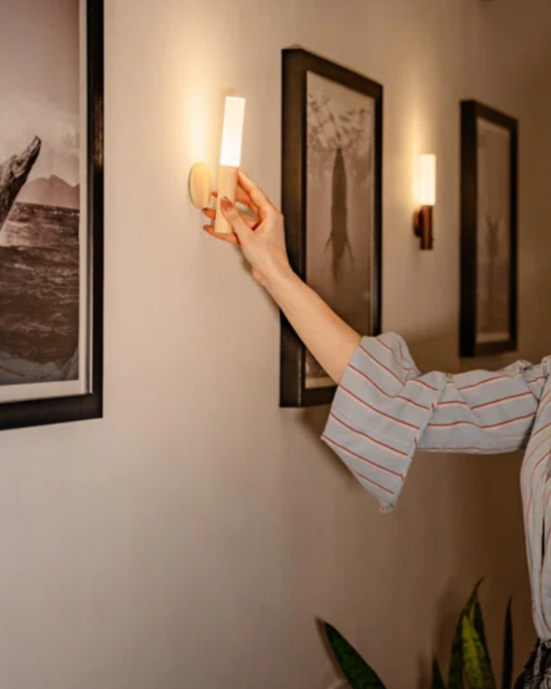 Wooden Rechargeable Wall Light | Cordless Motion Sensor Wall Sconce
