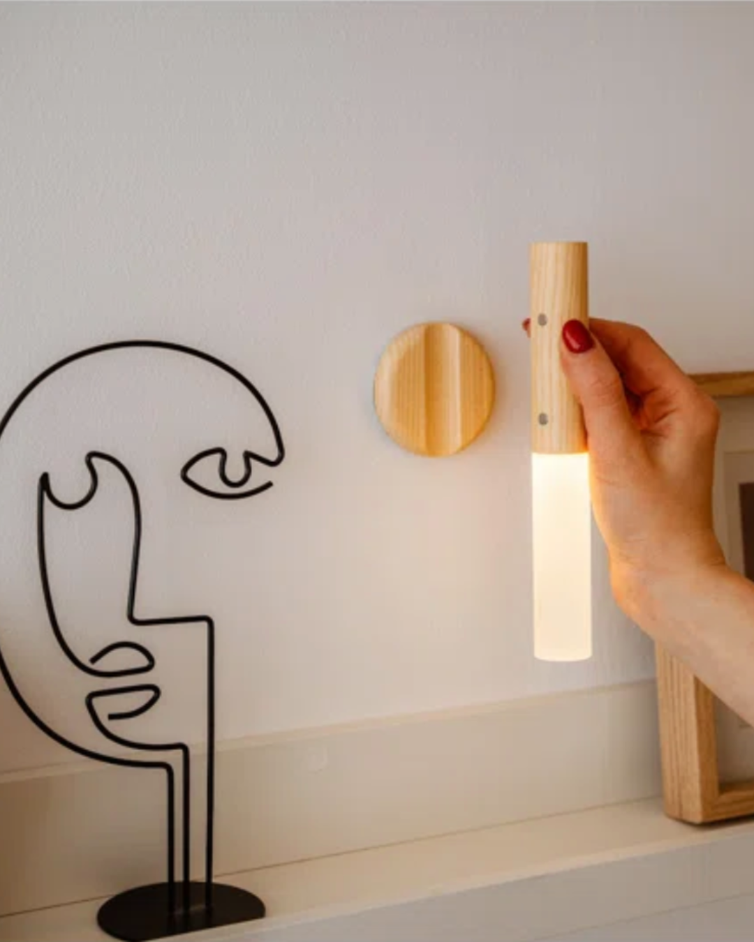 Wooden Rechargeable Wall Light | Cordless Motion Sensor Wall Sconce